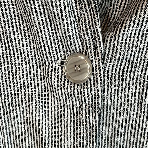 Max Studio Women's Jacket Linen Blend Large Black White Cardigan Lagenlook - Picture 5 of 10